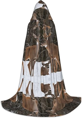 Beauty Deer print Hooded Cape For Teenagers, Perfect cloak for Halloween and Theme Parties