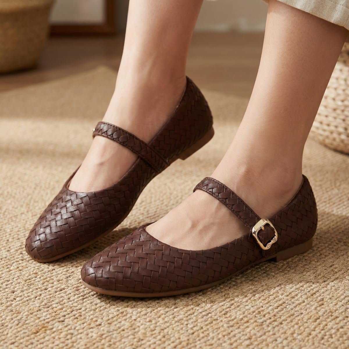 Mary Jane Shoes Women Flats Ballet Flats with Strap Square Toe Buckle MaryJanes for Women Dressy Comfortable - Image 2