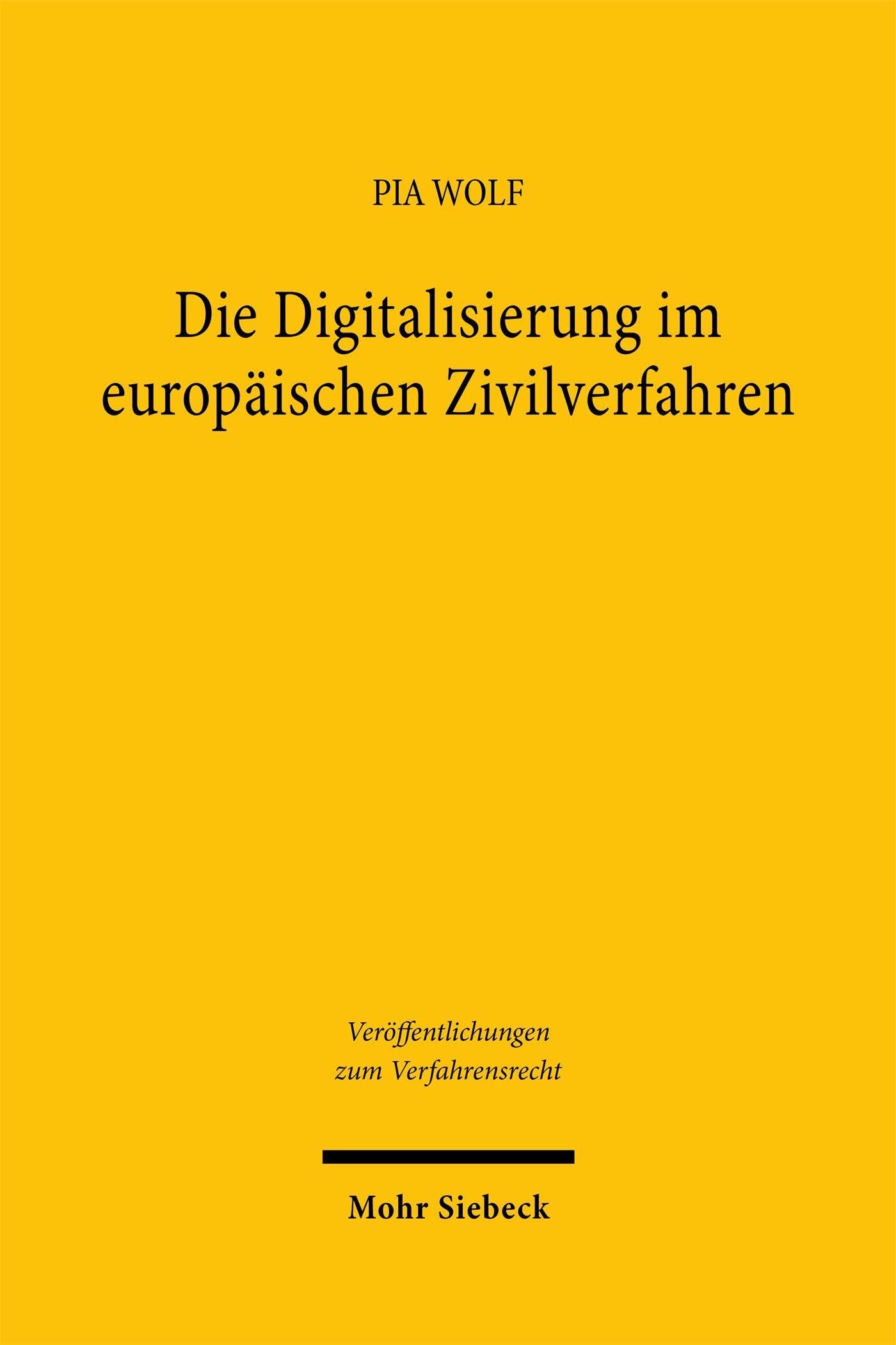 Die Digitalisierung im europäischen Zivilverfahren (Veröffentlichungen zum Verfahrensrecht)
