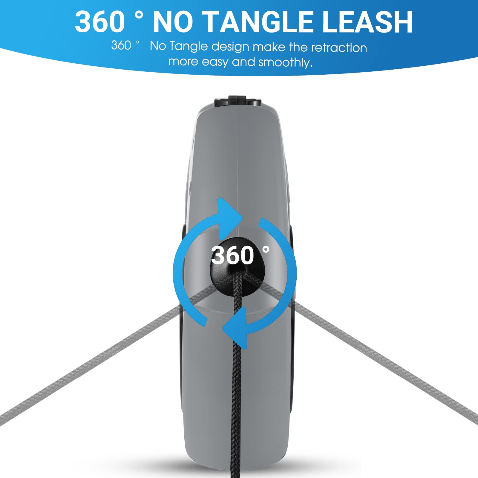 WRSOMIT Retractable Dog Leash, 26 Ft Heavy Duty Pet Walking Leash for Small Medium Large Dogs up to 110lbs, Anti-Slip Handle, 360 Â° No Tangle, Nylon Tape, One-Handed Brake (Grey)