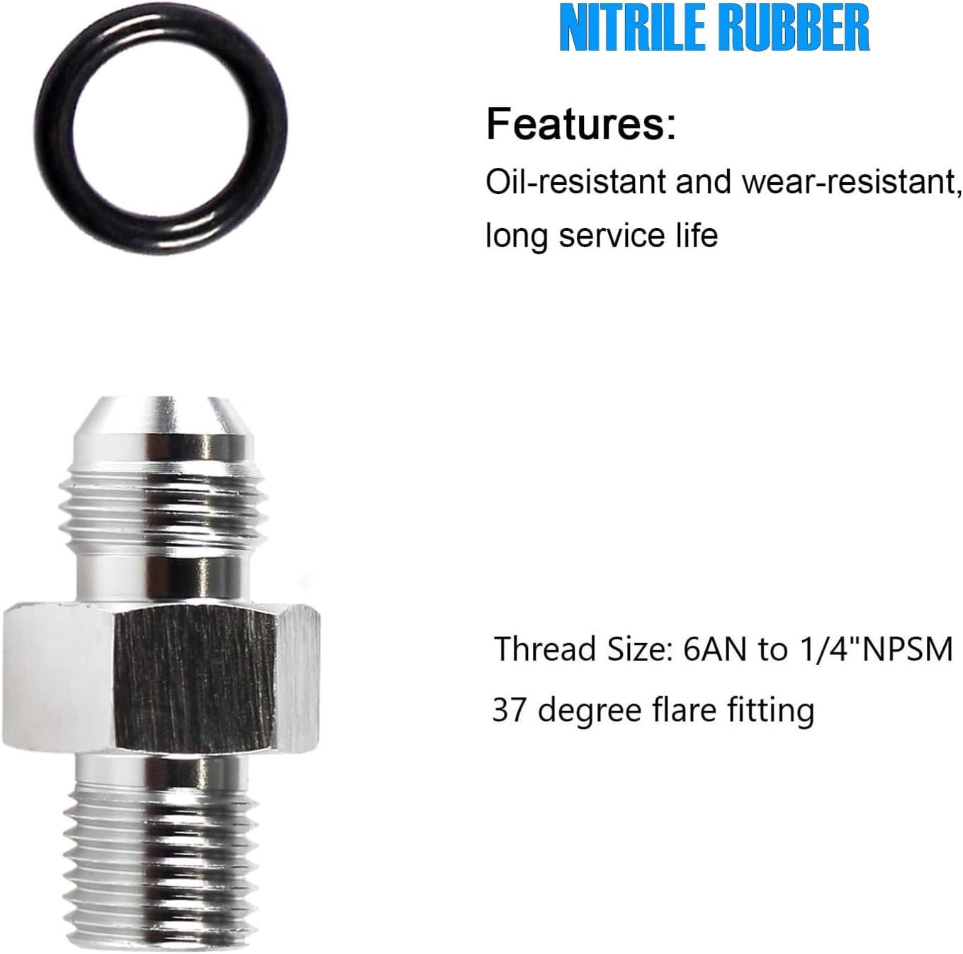 Transmission Adapter Fittings Front and Rear 551114-6AN Flare to 1/4" NPSM TH350 TH400 4L60E 700R4 200-4R TR6060 AOD 4R100 4R70W C5 Aluminum
