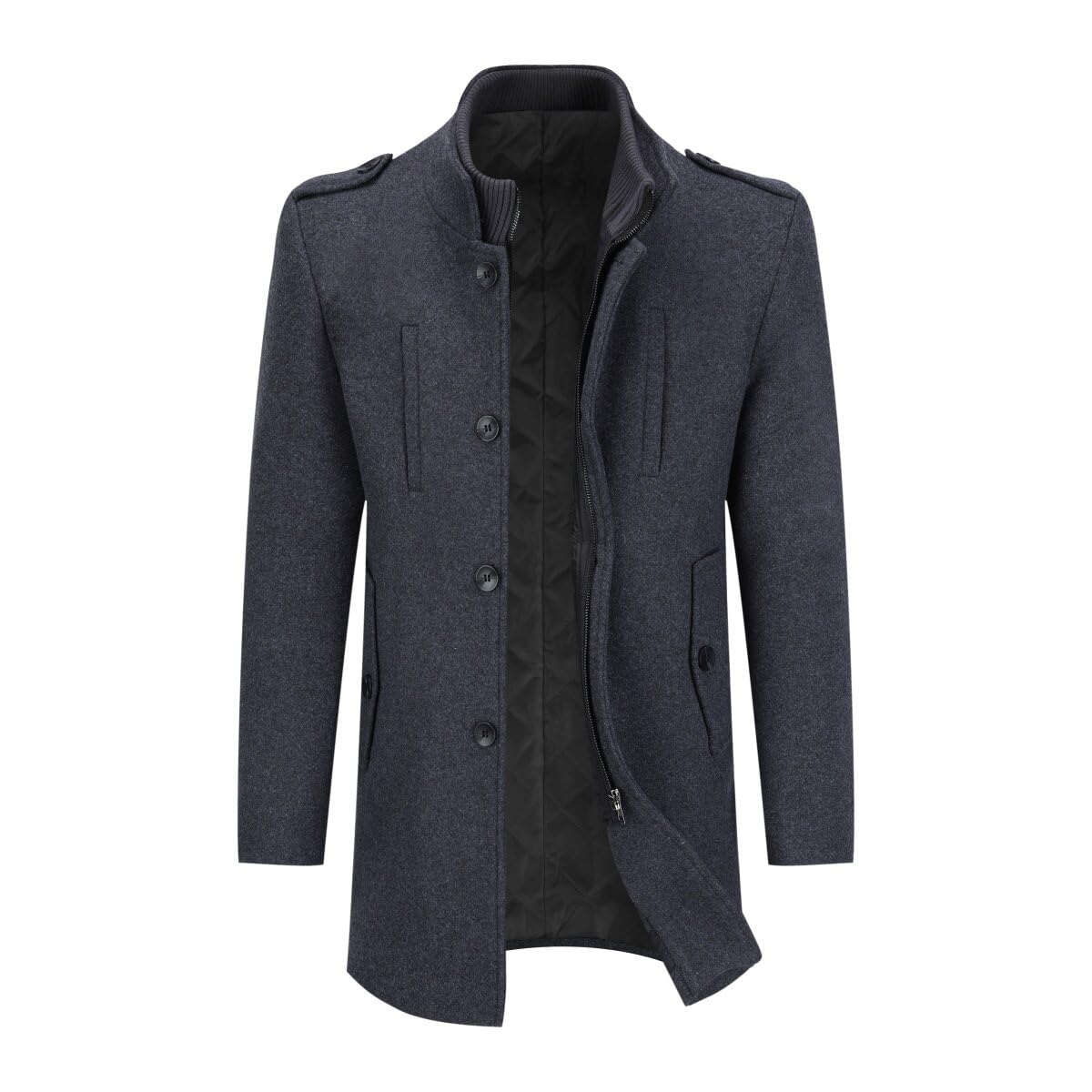 Allthemen Cappotto Invernale da Uomo in Lana con Collo Alto Coat Corto Foderata Spesso Caldo Casual