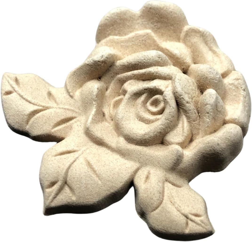 WoodUbend WUB0465 Three Leafed Roses Heat Bendable & Flexible Wood Appliques 5x5cm - DIY Craft, Furniture & Home Decor - Easy to Apply & Paint - Versatile, Reusable & Durable Decals (5 Pack)