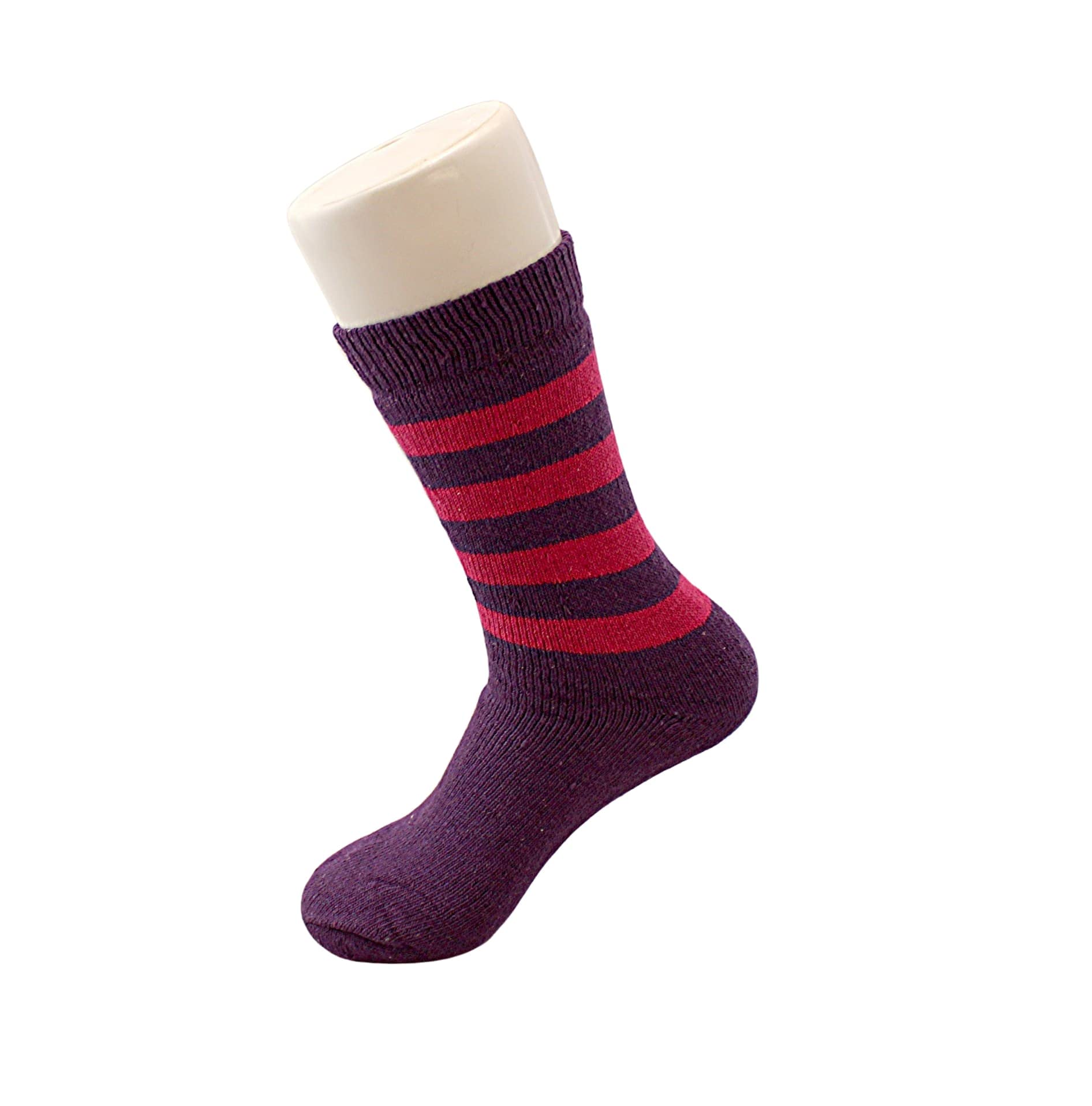 (6 Pair) Women's Ladies Warm Winter Thermal Crew Socks Assorted Colors Striped Cotton Blend