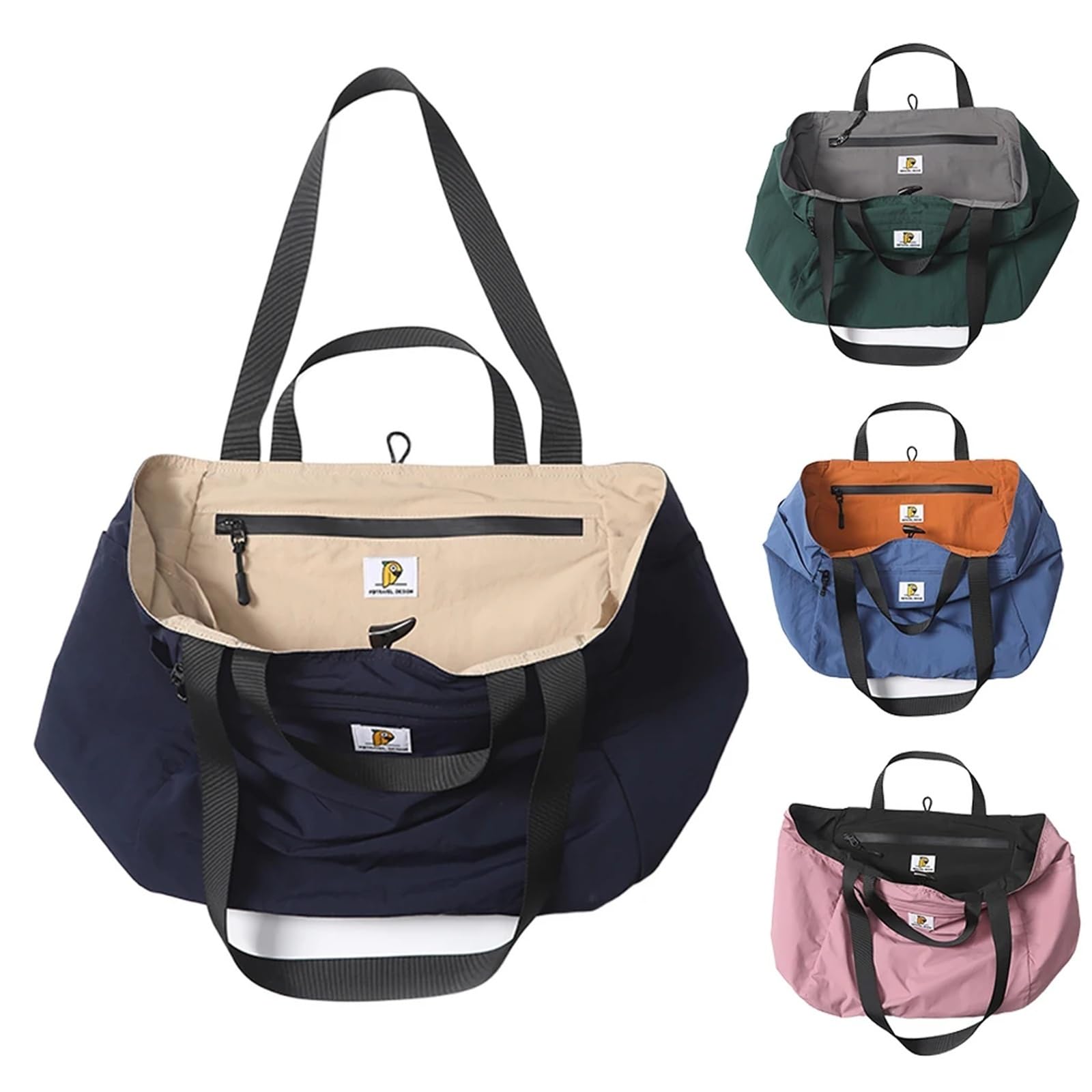 Borsa da viaggio pieghevole reversibile in tela Borsa da viaggio di grande capacità for uomo e donna(Army green)