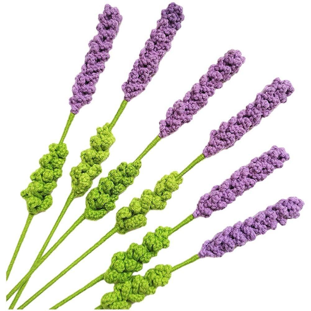 Fleur de lavande artificielle haut de gamme : bouquet en crochet de Provence fait main (6pcs)