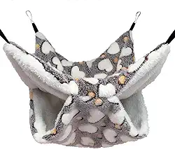 Yu-Xiang Rede de Hamster de camada dupla Love Starfish Pequeno animal de estimação de algodão Ninho de habitat de ratos, saco de dormir para pendurar esquilo para porco-espinho da Índia Totoro Sugar Gliders Bed House (Amor Marrom)