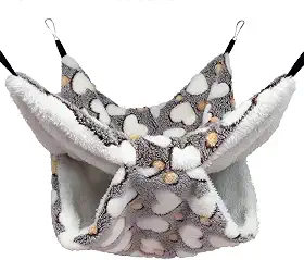 Yu-Xiang Rede de Hamster de camada dupla Love Starfish Pequeno animal de estimação de algodão Ninho de habitat de ratos, saco de dormir para pendurar esquilo para porco-espinho da Índia Totoro Sugar Gliders Bed House (Amor Marrom)
