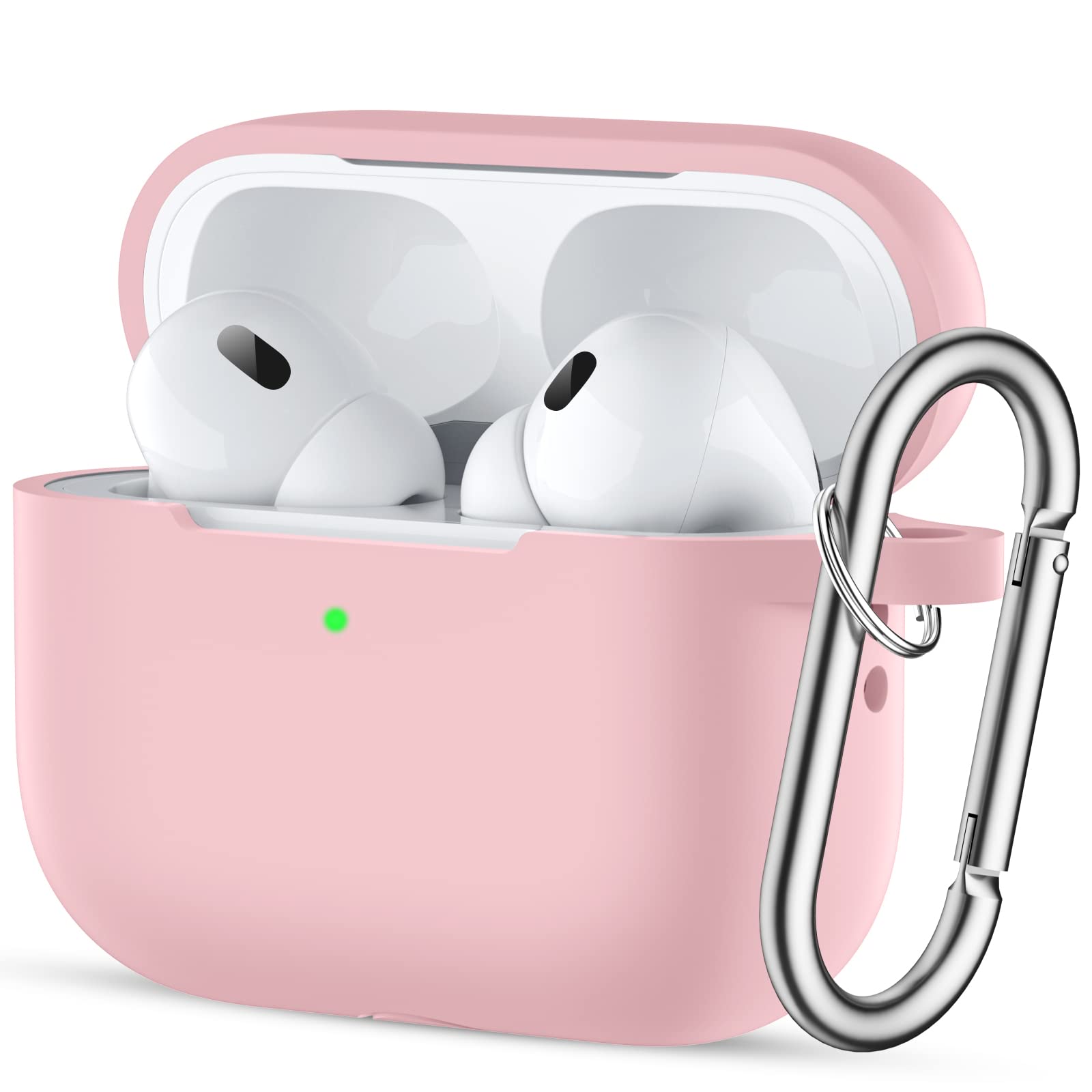 Easunyfor AirPods Pro 2nd/1st Generation Case(2022/2019) - Full Body Protective Case Cover Compatible with New Apple AirPods Pro 2, Shockproof Silicone Case with Carabiner [Front LED Visible], Rose