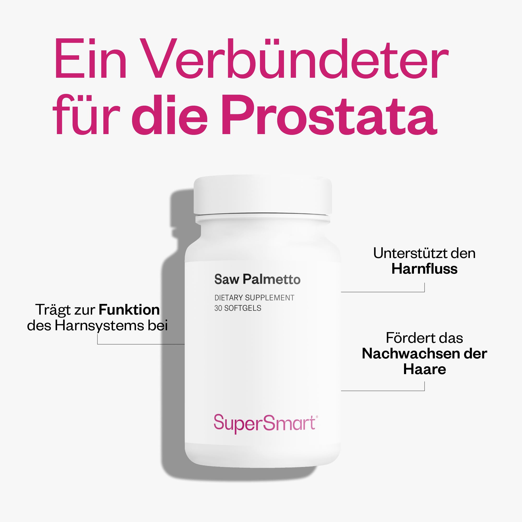 Sägepalme - Unterstützt die Erhaltung optimaler Prostatagesundheit - Fördert einen gesunden Harnfluss - Sägepalme Lipidosterol-Extrakt mit einem Anteil von 85% freien Fettsäuren - Von SuperSmart