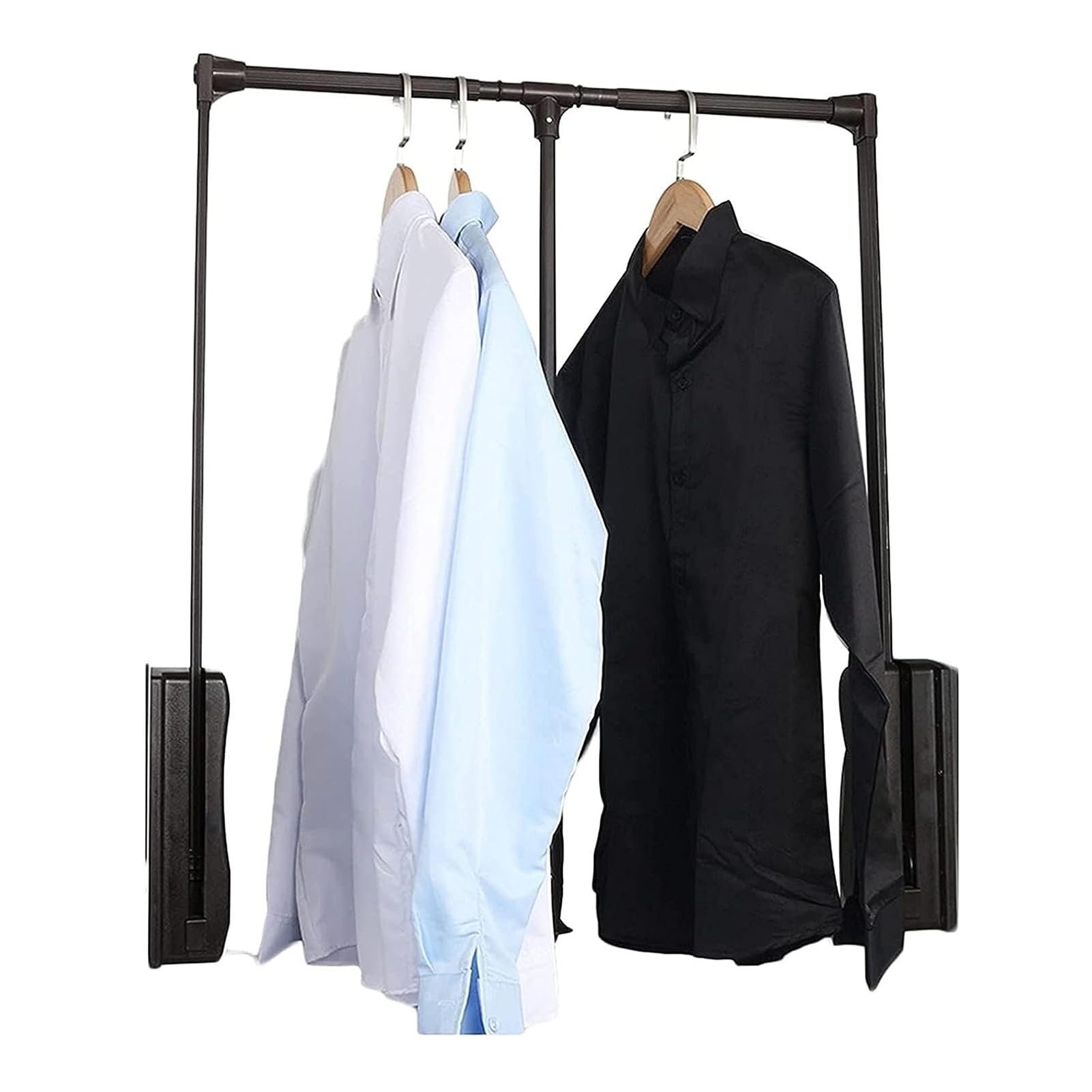AYCDL Pull Down Wardrobe Organizer, Adjustable 51-121 Cm for Hanging Clothes Wardrobe Lift Rail Organizer, Heavy Duty Closet Pull Down Rods Hanger for Hanging Clothes,Black-51-66cm
