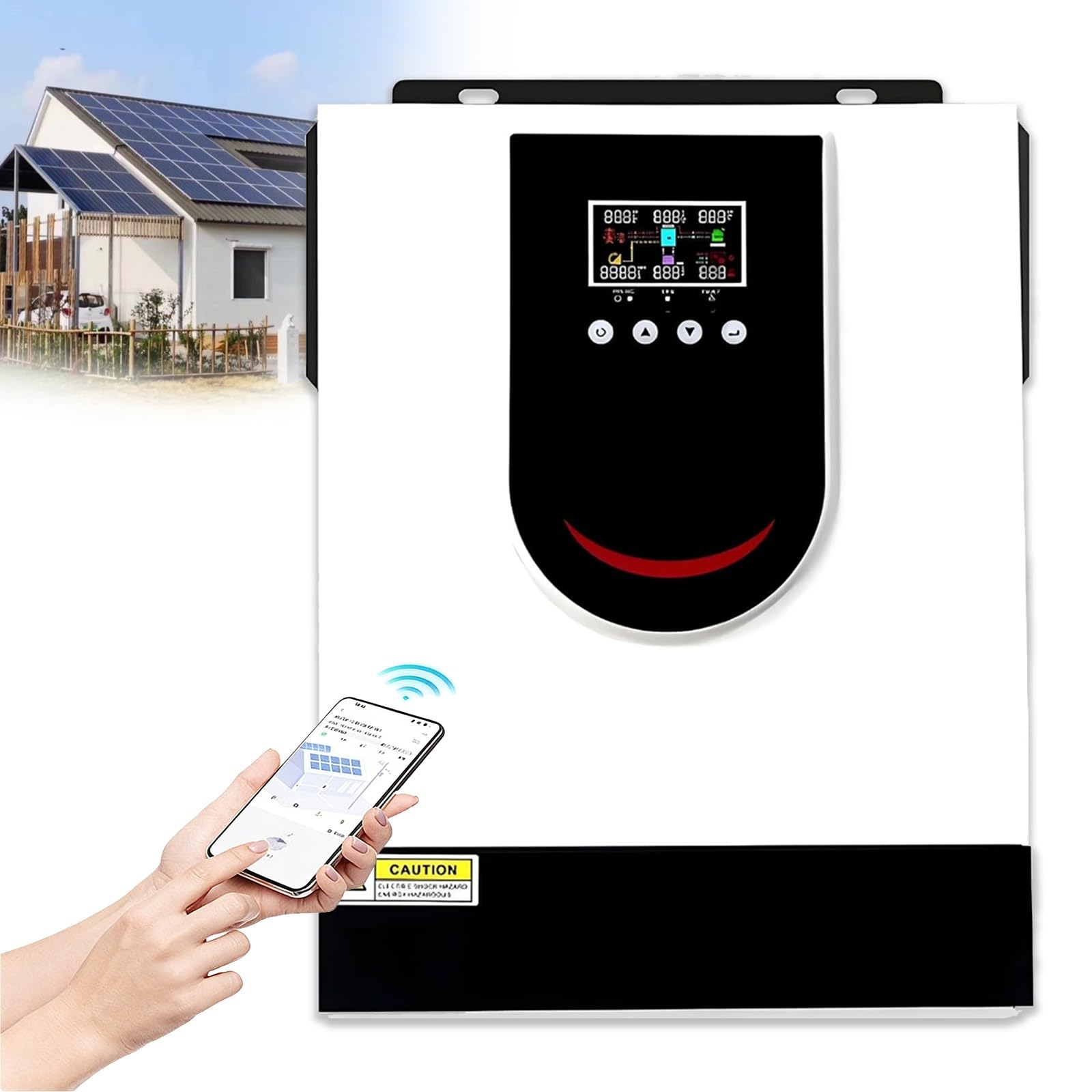 Hybrid Solar Inverter (1.0-10.2KW), 12V 24V 48V Pure Sine Wave Inverter, Off Grid Hybrid Inverter Charger, LCD Display, with 40/80/120/160A MPPT Solar Charge Controller(1.0KW/12V)