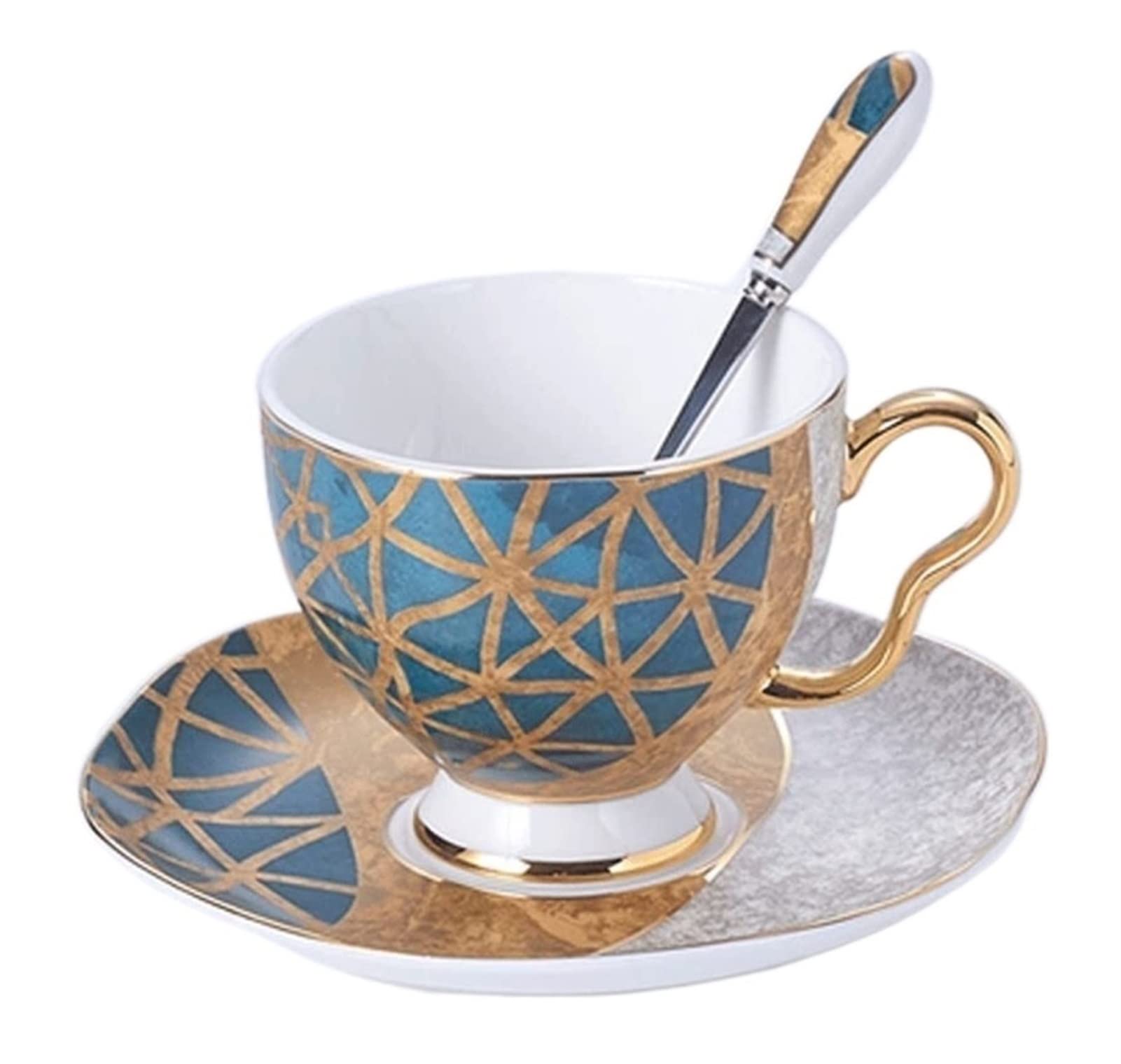 Bone China Kaffee Set Gold Inlay Porzellan Tee Set Pot Tasse Keramik Zucker Schüssel Creamer Teekanne Milchkanne Kaffeeware Kaffeetasse (Color : A, Size : One Size)