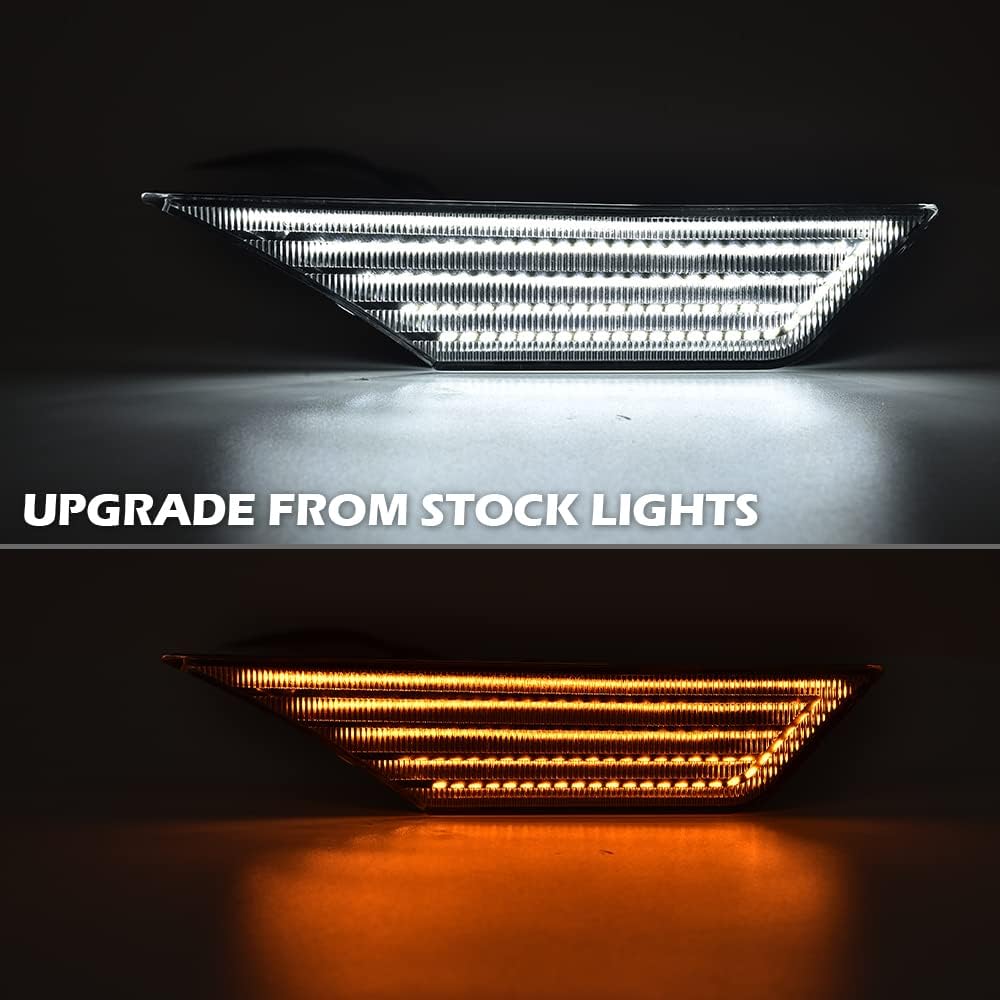 ALLGOOD LED Side Marker Lights, Compatible with Honda Civic 2016-2021, LED Switchback Signal Lamp Side Marker Lamps, Clear Lens