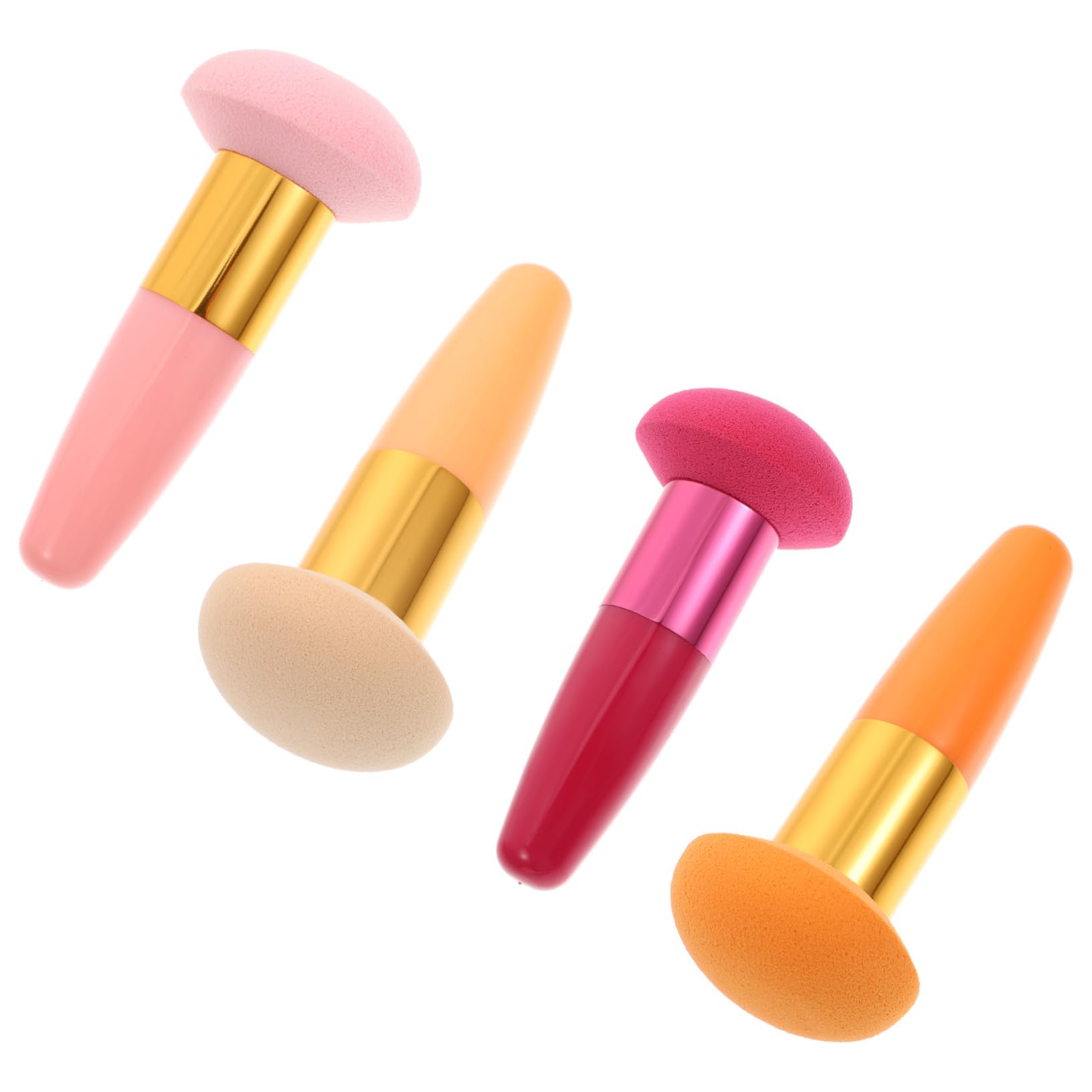 PACKOVE 4Pcs Makeup Puff with Handle Powder Applicator for Women for Loose Powder Setting Makeup for Daily Use and Professional Application Washable Soft