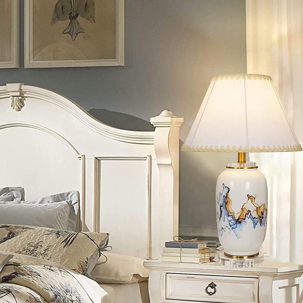 Klasyczna kwiatowa lampa stołowa ręcznie malowana ceramiczna lampa stołowa klasyczna rustykalna lampka nocna biurko lampka nocna do sypialni salon biuro regał na książki