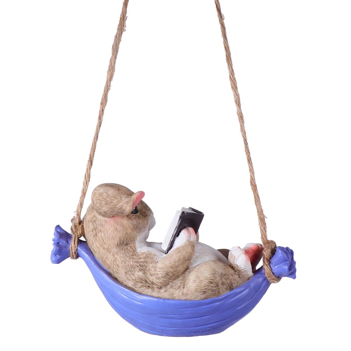 YARNOW Hanging Swing Garden Rabbit Statue Figures Resin Animal Figurine Yard Sculpture Ornaments Lawn Outdoor Statues Landscape Hanging Decoration For Patio Lawn Decorations