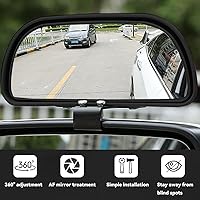 Vista 7 de BESULEN Espejo de punto ciego para automóvil, espejo retrovisor convexo ajustable de vidrio HD, accesorios exteriores automáticos, espejo