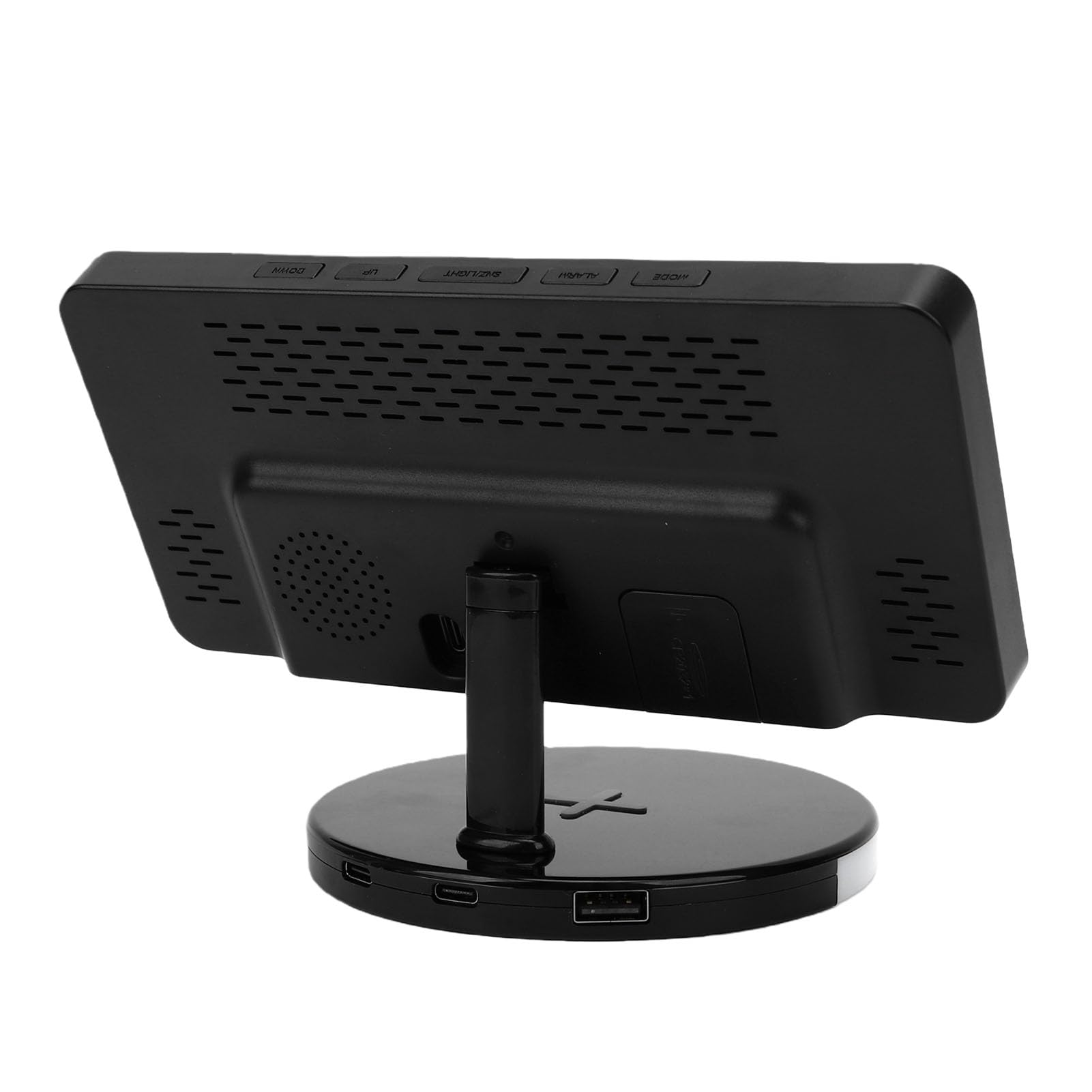 Reloj Despertador Digital, Pantalla de Espejo LED de 7,3 Pulgadas con Carga Inalámbrica, Luz Nocturna RGB, Brillo Ajustable, Repetición, Alarma Dual, para Mesita de Noche, Escritorio, Hogar