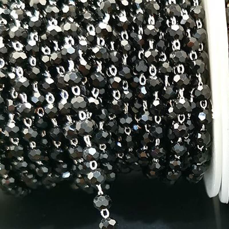 わかめだよ　ビーズチェーンのみ Amazon.co.jp: ビーズ 1 メートル透明黒ビーズチェーン 4 ミリメートル