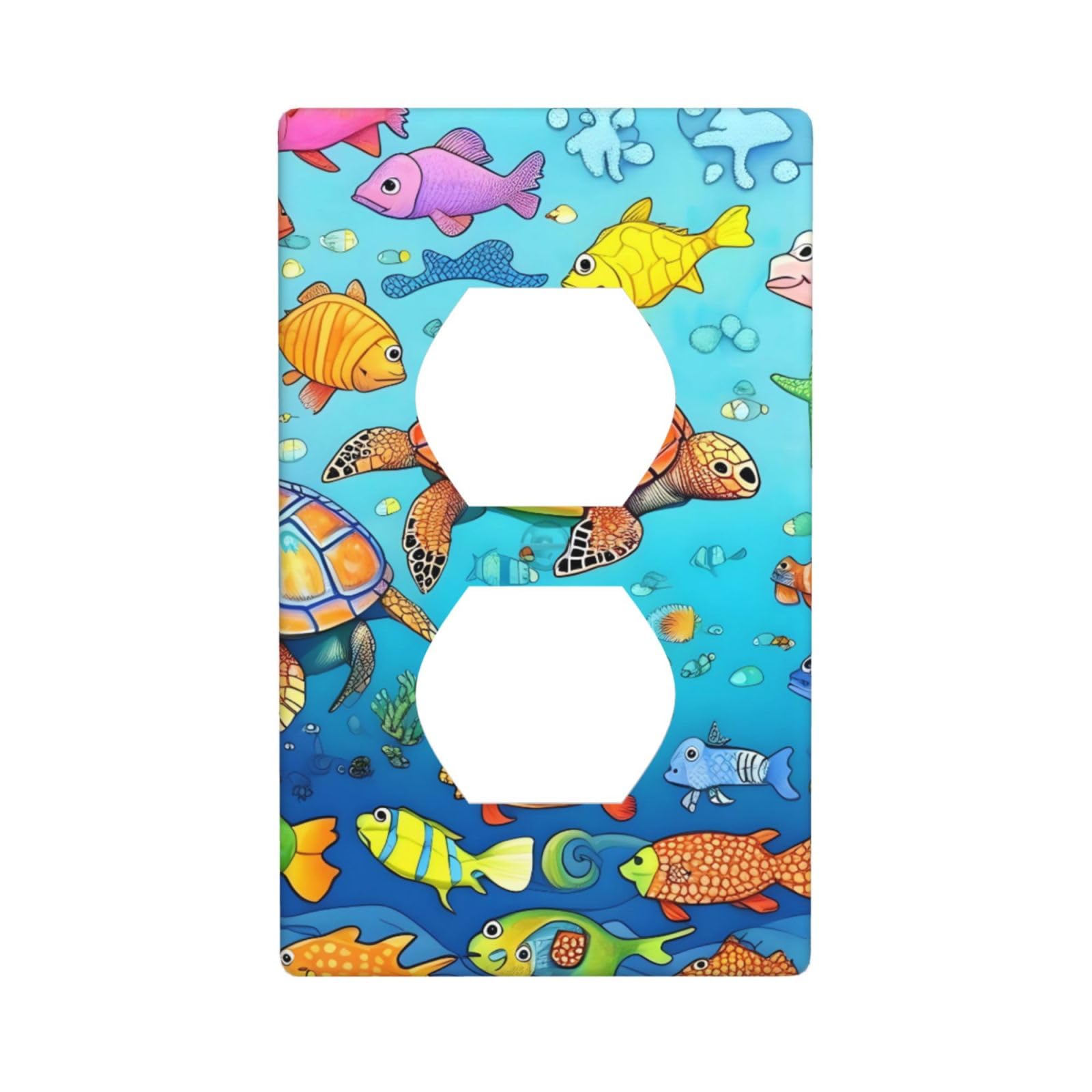 Turtle and Fish Unbreakable Polycarbonate Switch Plate-1 Gang Screwless Wall Plate for Home Office