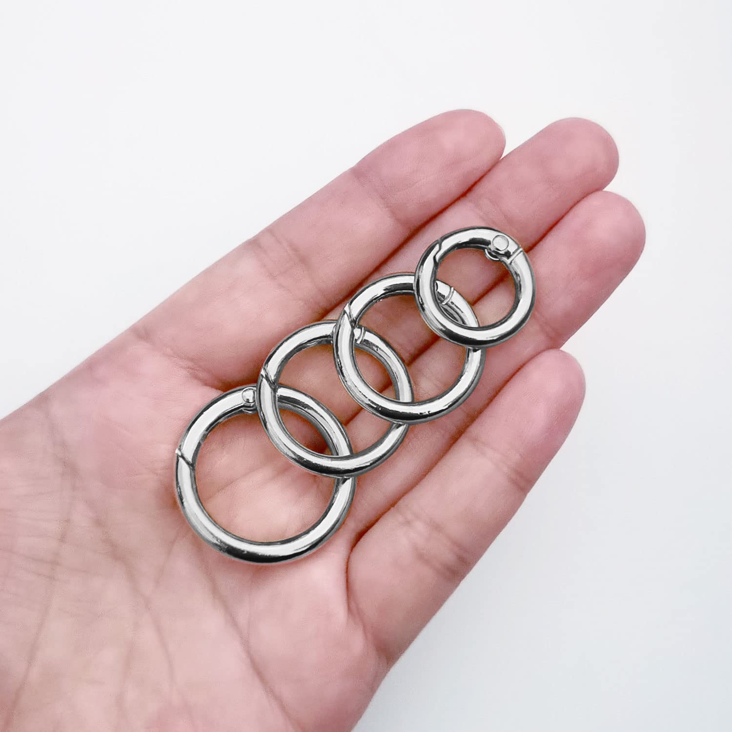 10 Stück Runde Karabiner Aus Zinklegierung, 20mm Durchmesser, Silber - Perfekt Für Schlüssel, DIY & Basteln
