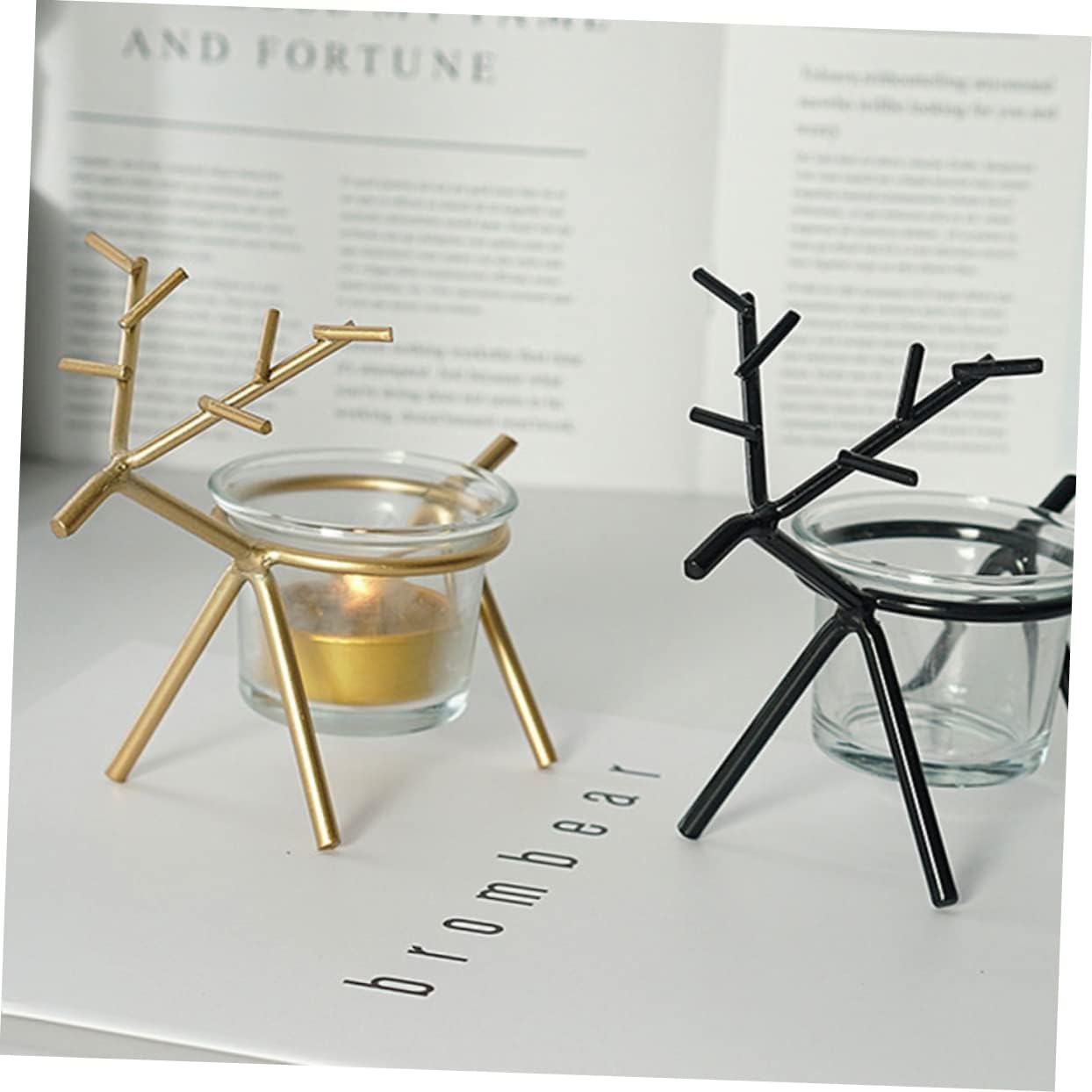 Ciieeo Cute Reindeer Tea Light Candle Holder Iron Art Christmas Table Decor Gold Reindeer Candlestick Set