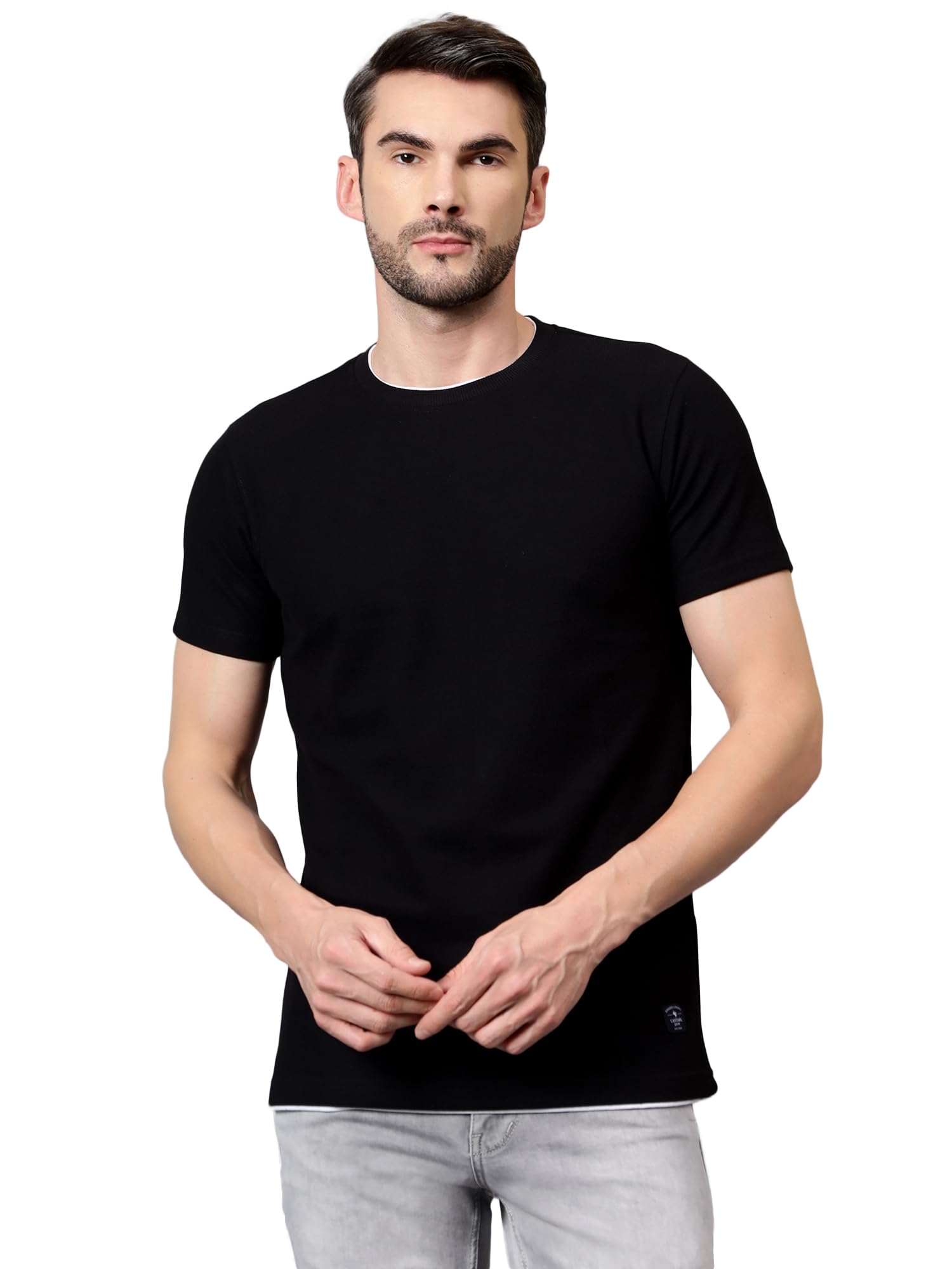 cantabil Regular Fit Solid Round Neck Half Sleeve Casual T-Shirt for Men | Half Sleeves Round Neck T-Shirts for Men | Mens Round Neck T-Shirt (P_MTSH00593)-picture-17