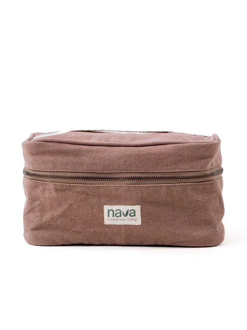 nava bags Glow Vanity Pouch | Soft Washed Cotton | Spacious Design | Smart Interior Pocket | Premium Herringbone Lining | Travel-Ready | Organize Makeup & Toiletries (Terracotta Brown)-image-28