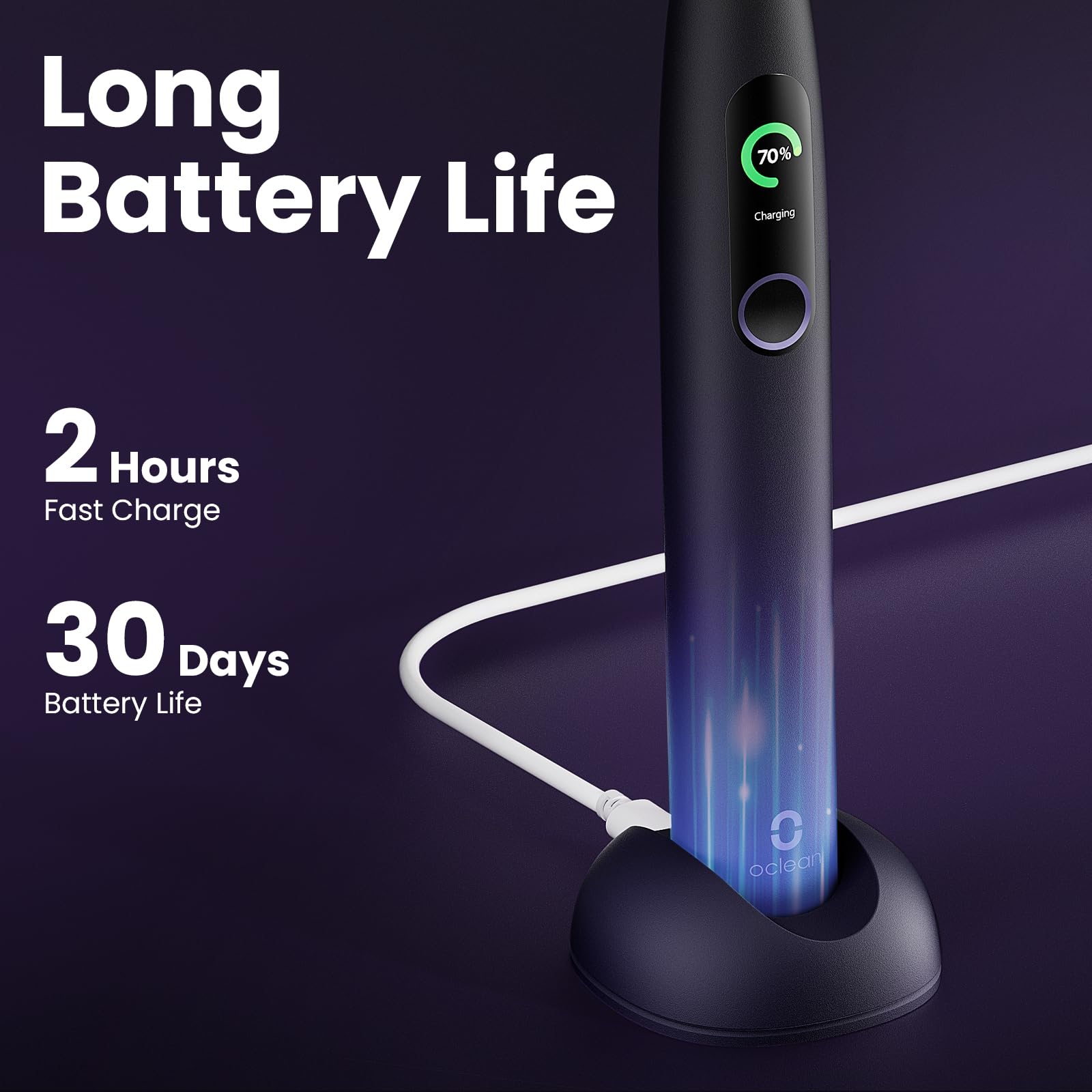 Oclean Spazzolino elettrico sonico X Series Pro Gift Set, Schermo di touctile intelligente, 32 Livelli di intensità, 3 Modalità, 30 Giorni, 6 Teste di pennelli, Custodia di viaggio, Viola