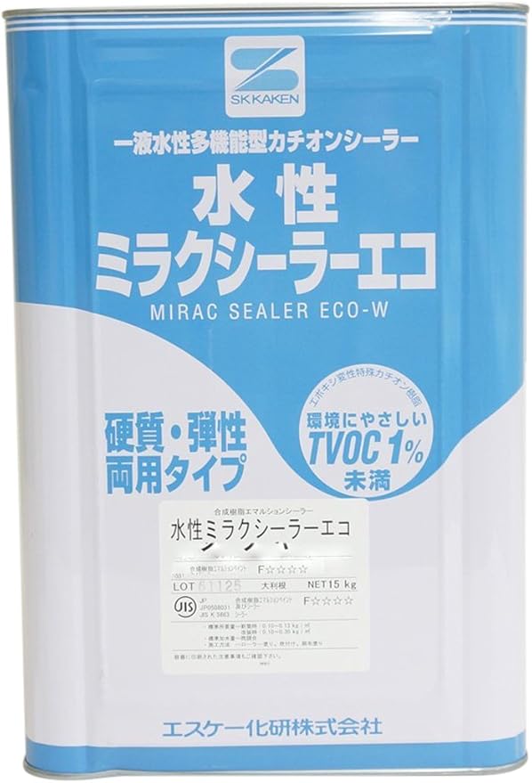 Amazon エスケー化研 一液水性多機能型カチオンシーラー 水性ミラクシーラーエコ クリヤー 15kg ニス