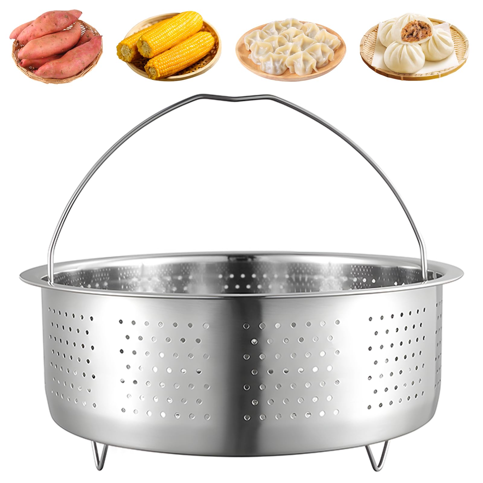 Panier Vapeur en Acier Inoxydable 304, Insert Vapeur pour Casserole, Panier Vapeur De 20 CM pour Casseroles, Casseroles, Autocuiseurs, Vapeur De Légumes, Fruits, Œufs Argentés