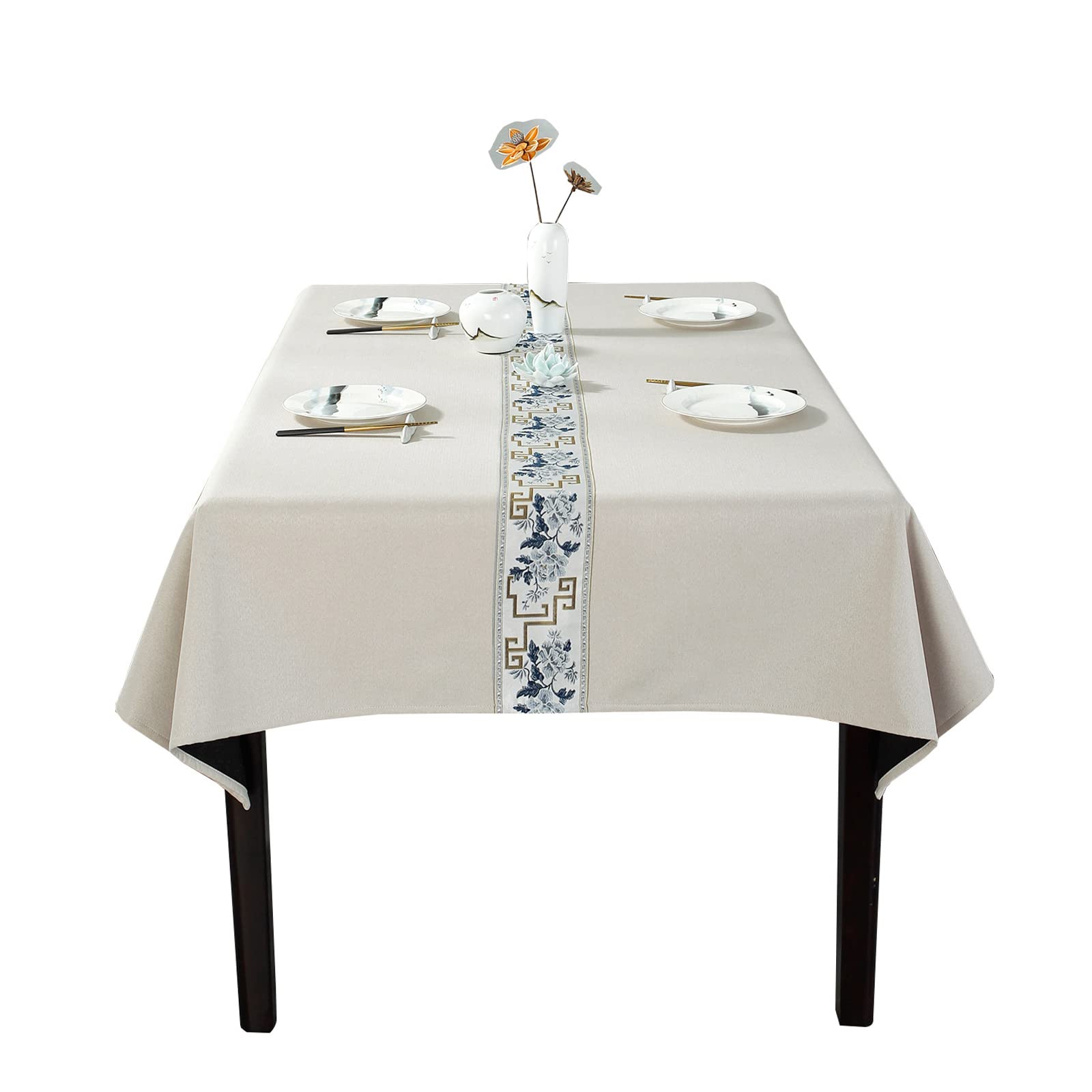 Nappe pour tables rectangulaires de 1,8 m en polyester blanc lavable 140x180