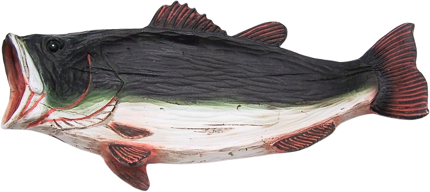 Nature Inspired Decor- Bass Fish Trinket Tray, Rustic Bait Hook & Key Tray, Gift for Fishers, 13 Inches