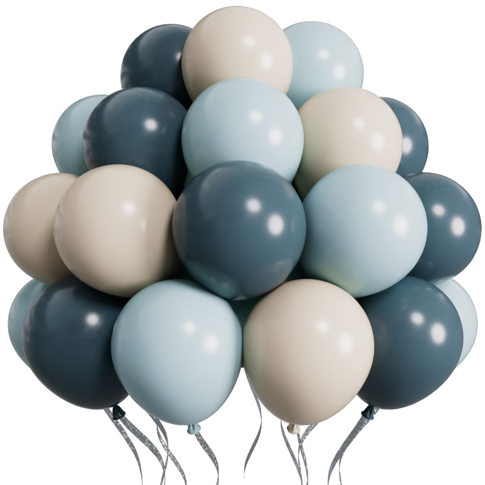 SUWEN 60Pcs Dusty Blue and Sand White 12 Inch Latex Balloons Kit — image 1