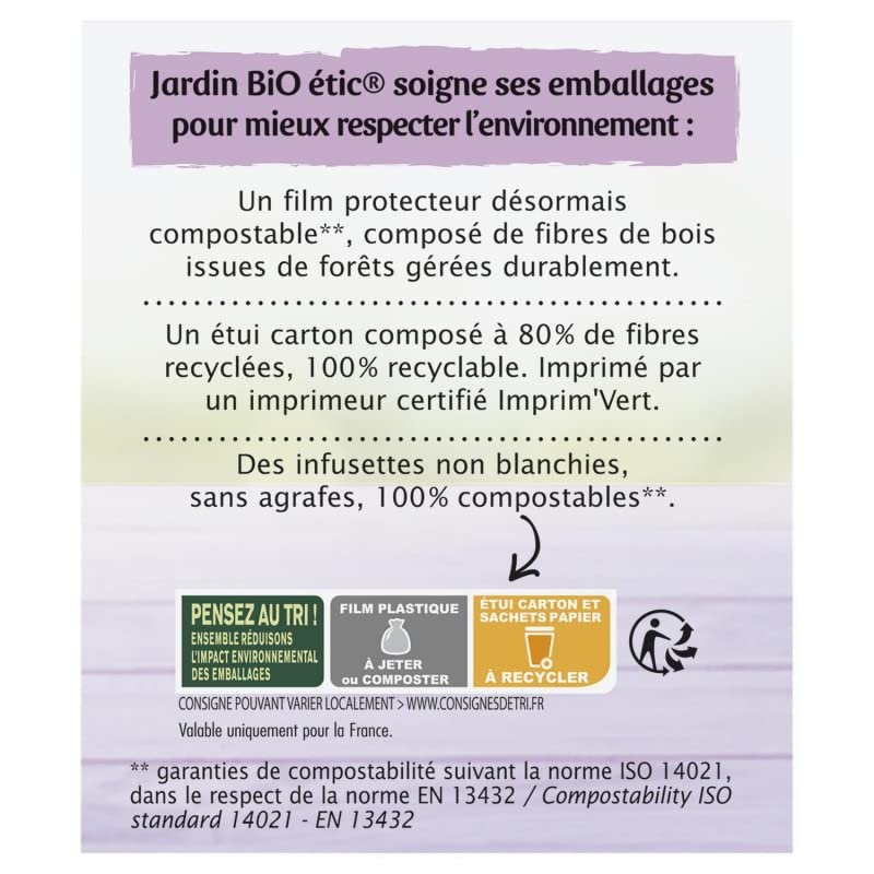 JARDIN BIO - Infusion Détox Bio 20 Sachets + Étui 30G - le Lot De 4