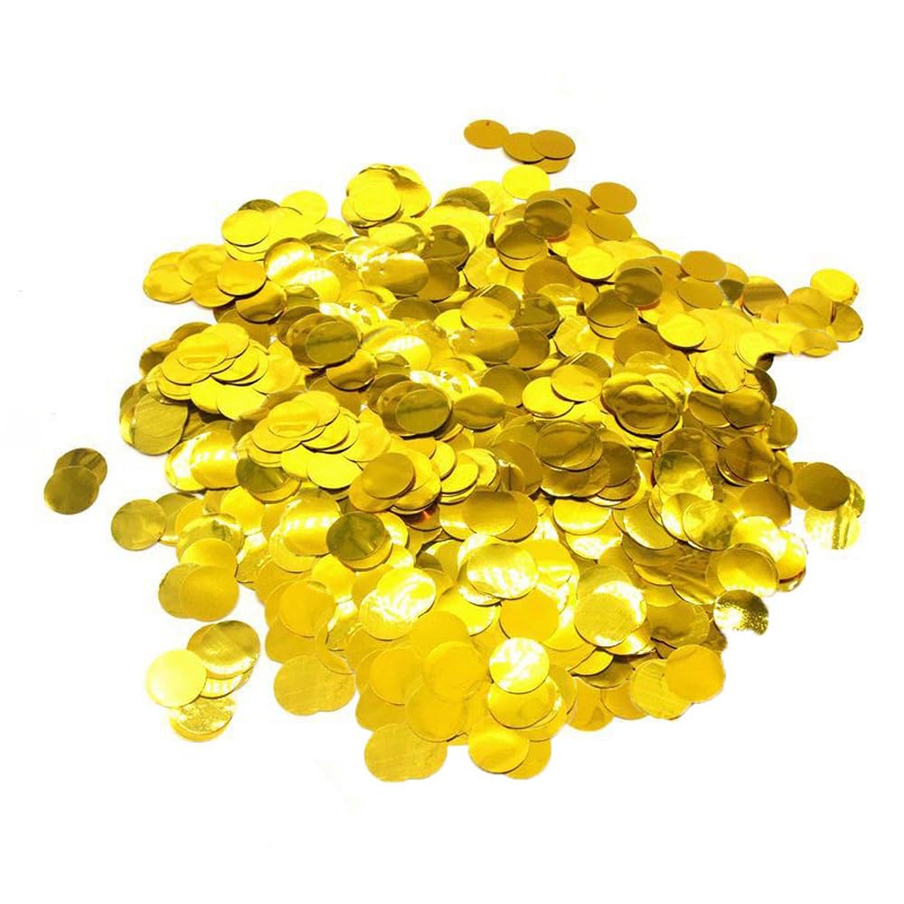FONGKNOX B?yszcz?ce okr?g?e konfetti sto?owe, 30 g, z?oty metalik, 6 mm, metaliczny brokat, posypka, konfetti na urodziny, wesele, imprez?, Halloween, dekoracja bo?onarodzeniowa