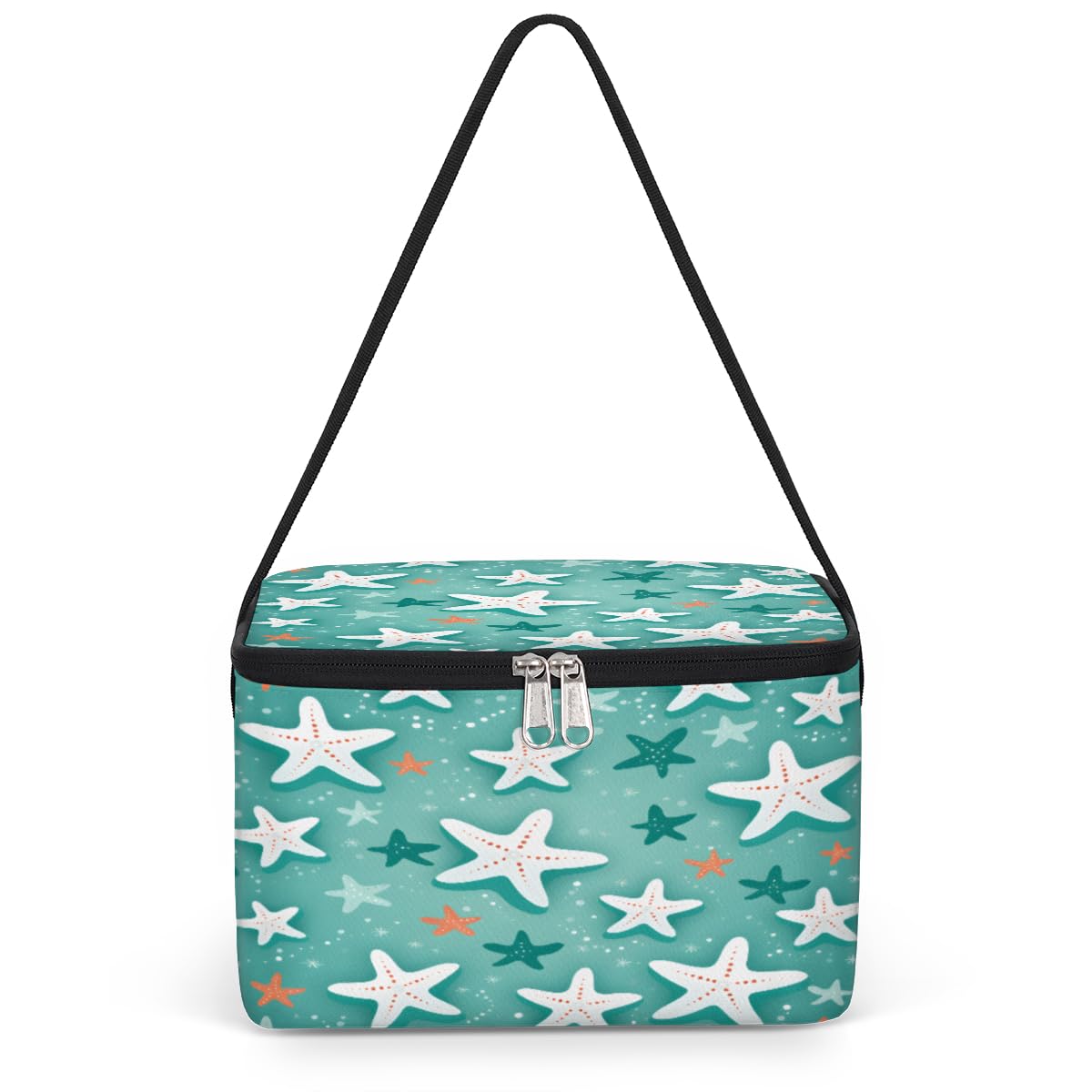 GzLeyigou Starfish Lunch Bags for Women Men 9 Cans, Hot & Cold Food Delivery Bag Insulated Grocery Bag Insulated Lunch Box Cartoon Starfishes Cooler Bag for Office Work Picnic Beach