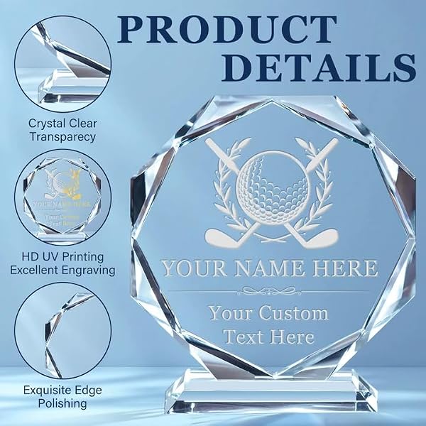 NANFUNCF Custom Trophy Award,Customized Plaque Personalized Engraved and UV Printed with Logo and Text,Employee Appreciation Gifts for Coworkers Boss Retirement Farewell,Thank You Gift - 5