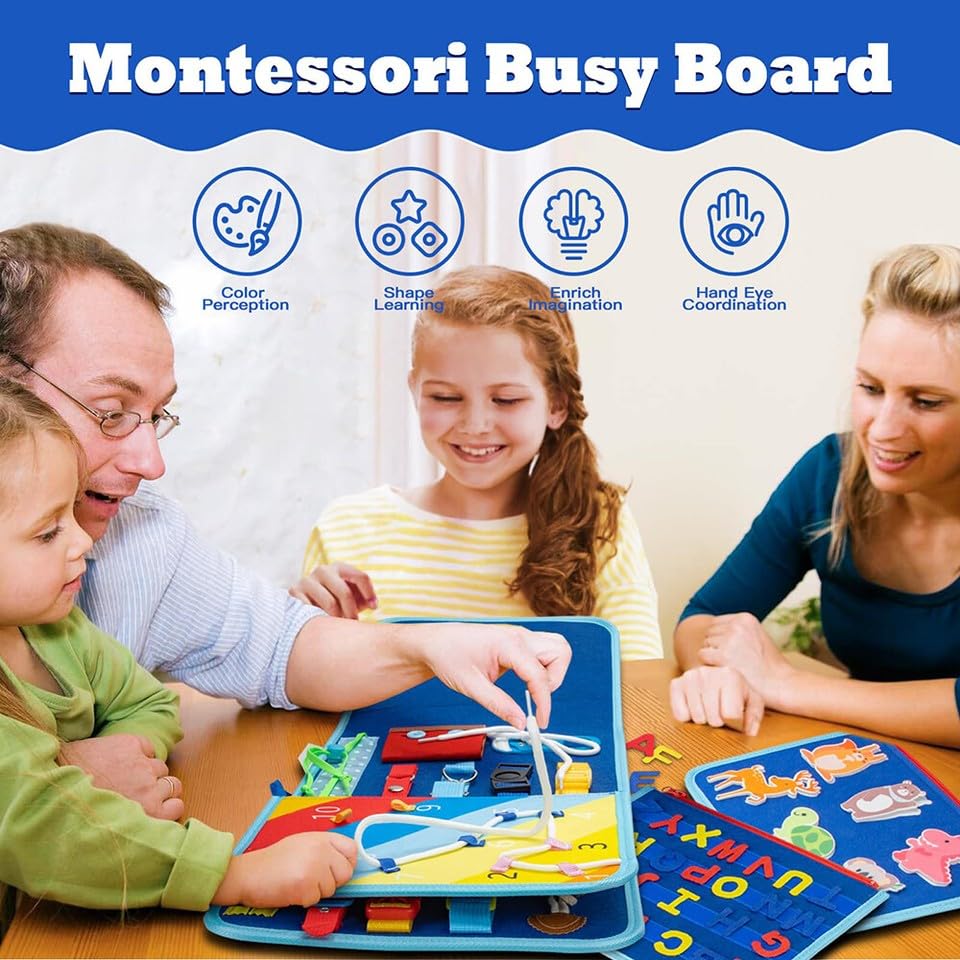 Tweens Montessori Busy Board for Toddlers, 8 Pages Preschool Busy Book - Image 3
