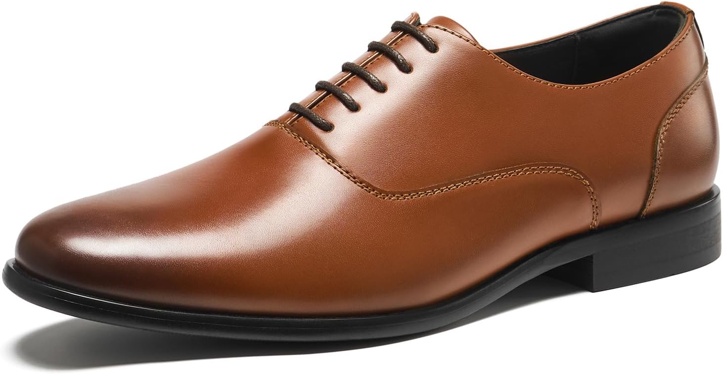 HEEZ Mens Patent Leather Dress Shoes, Tuxedo Shoes for Men Non Slip, Cap Toe Lace Up Formal Oxfords for Wedding Prom Party Dance Business