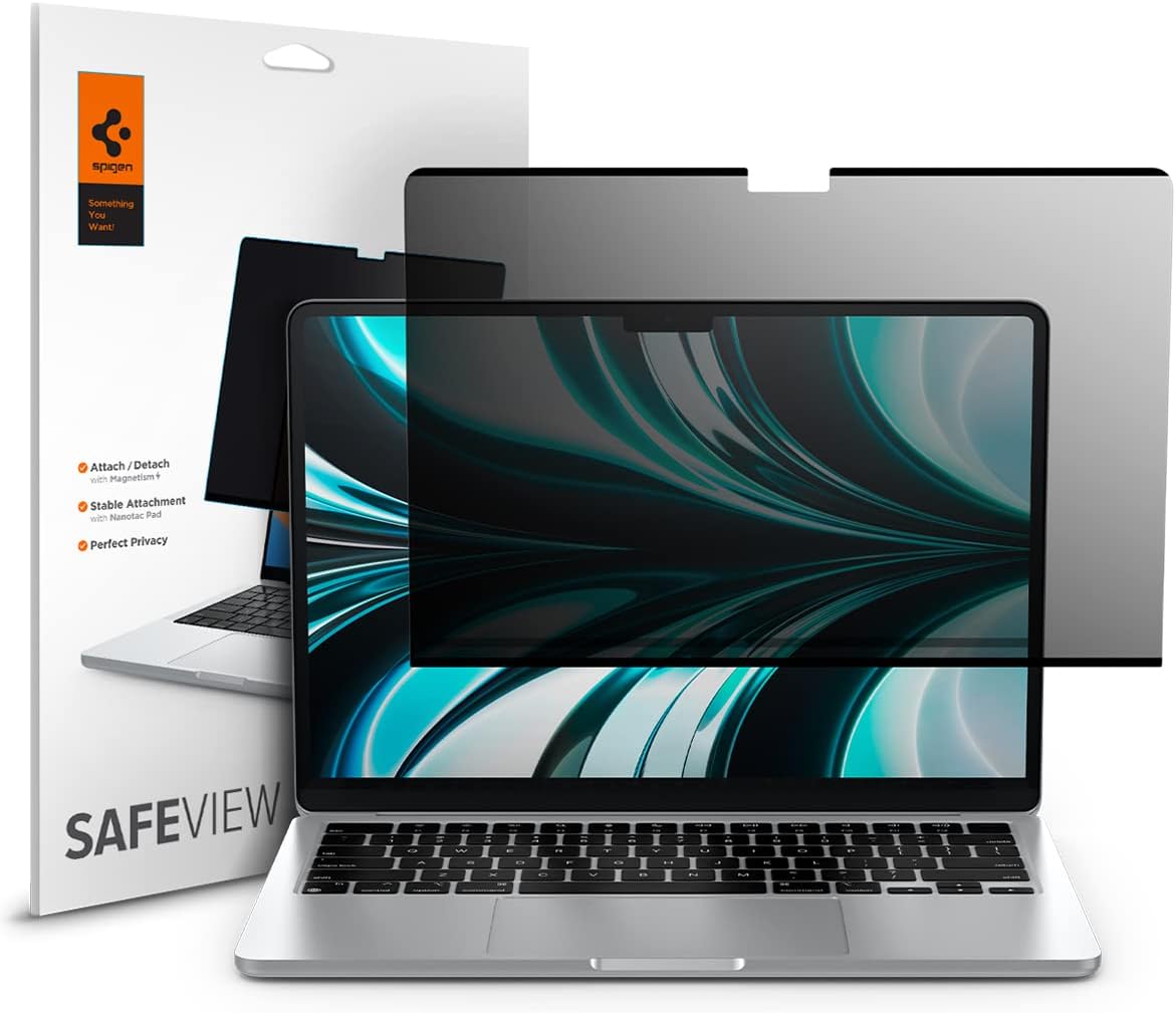Spigen Safeview Privacy Screen Protector Guard for MacBook Air 13 inch (M5 2026 / M4 2025 / M3 2024 / M2 2023) [1 Pack]