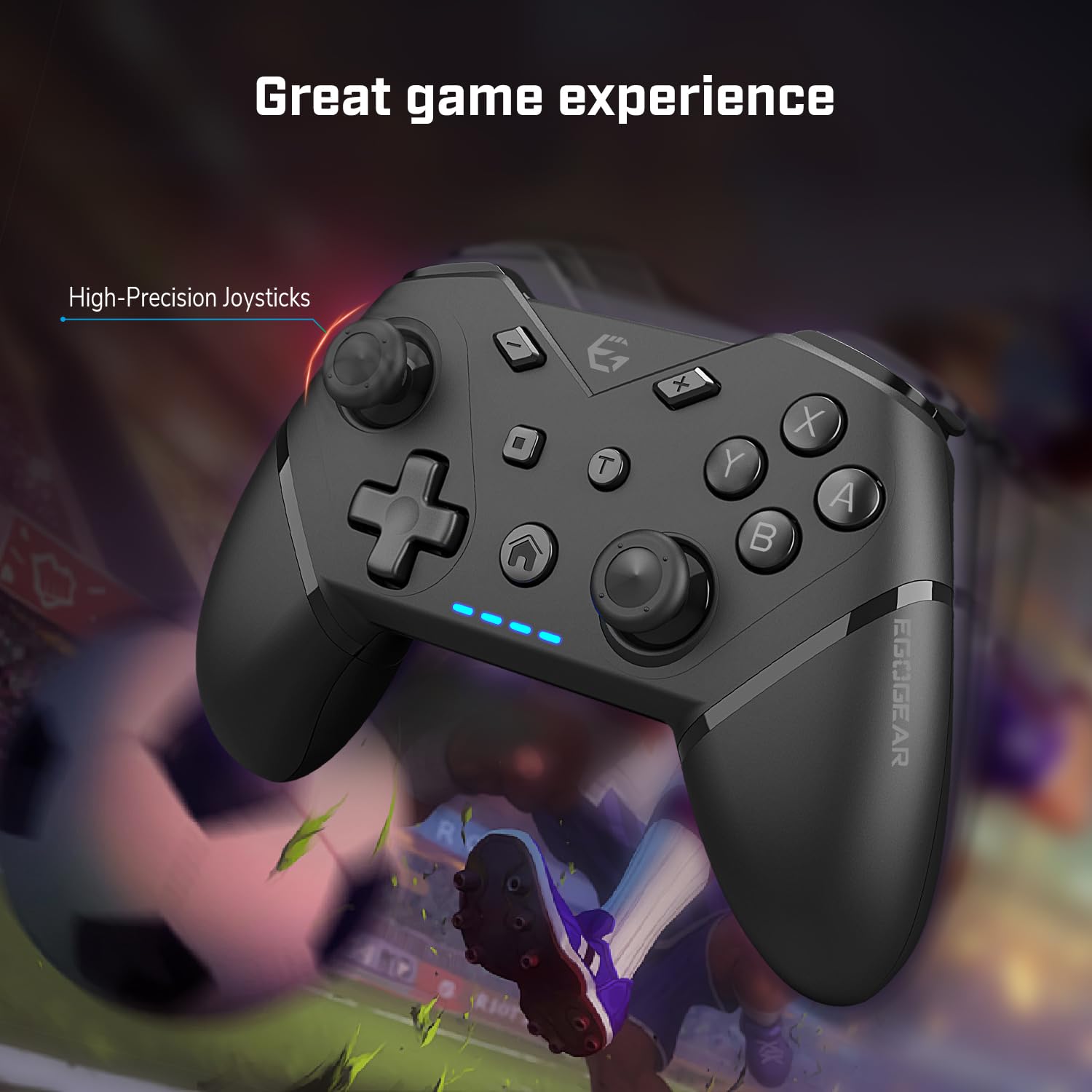 EgoGear - Mando inalámbrico SC20 Negro para Nintendo Switch, Switch OLED, PS3 y PC - Indicador de carga y número de jugador - Diseño ergonómico - 550mAh