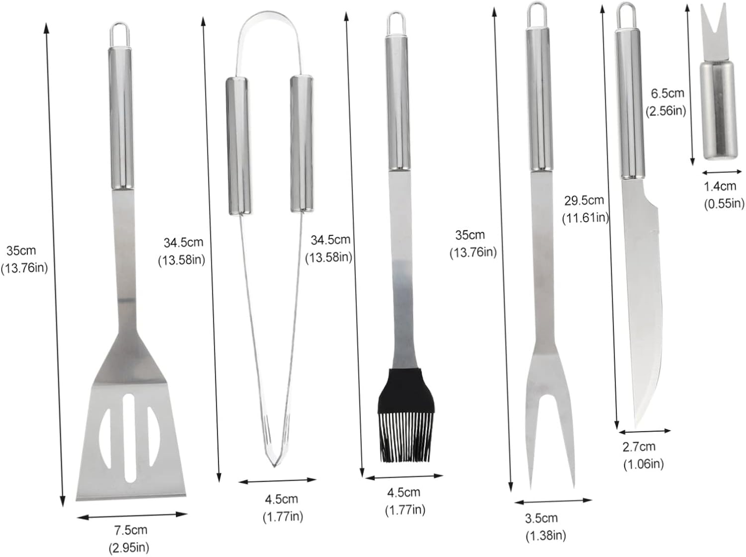 POPETPOP 1set Stainless Steel BBQ Tool Kit Barbecue Utensils Outdoor Grilling for Camping Tailgating and Holiday Cookouts Compact and Design