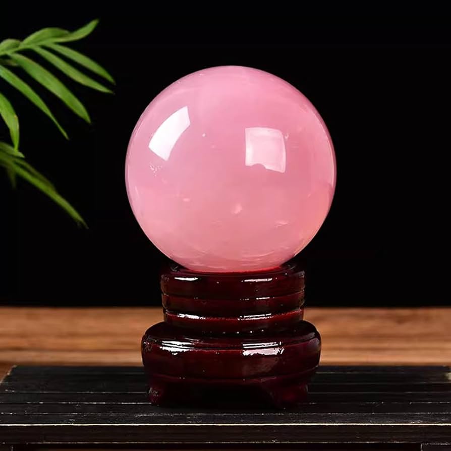 Amazon｜天然ピンク水晶玉の装飾品ピンク水晶玉ホームリビング