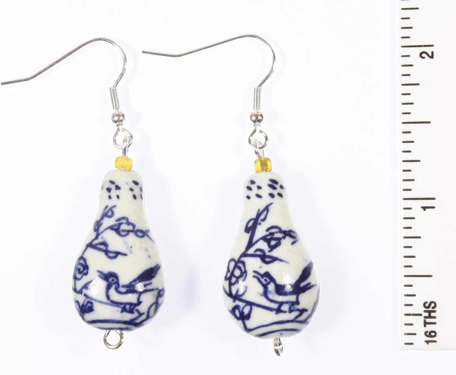 "Little Pottery" Dutch Blue Porcelain Earrings, Dangle 2.0 Inches