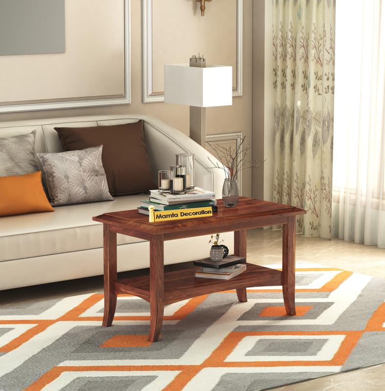 MAMTA DECORATION Sheesham Wood Coffee Table for Living Room Home Office Balcony Wooden Teapoy with Storage Solid Wood Center Tea Table Talble (Honey Finish)