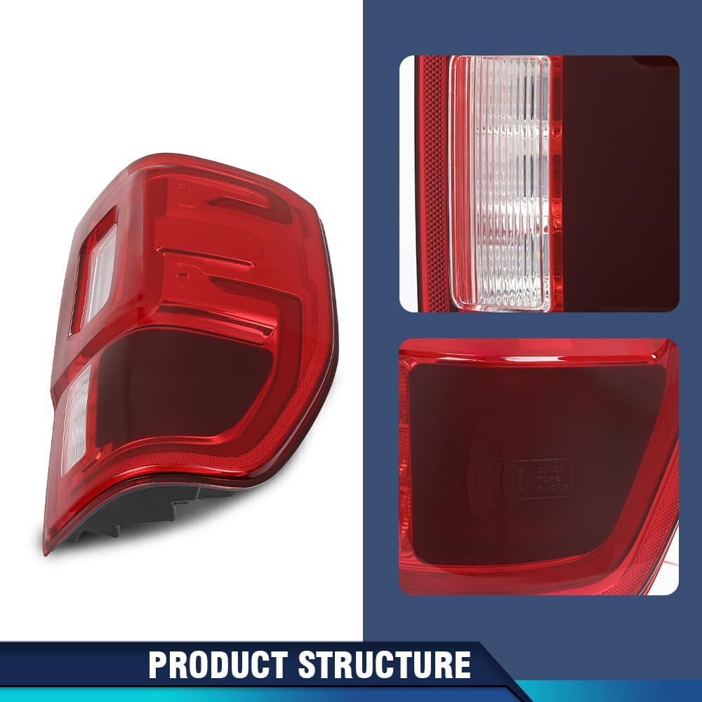 PIT66 LED Tail Lights Taillight Assembly Pair Compatible with Ford Ranger 2019-2023 with Blind Spots Models KB3Z-13405-G, KB3Z-13404-G Red Lens Rear Brake Lamps Driver & Passenger Side