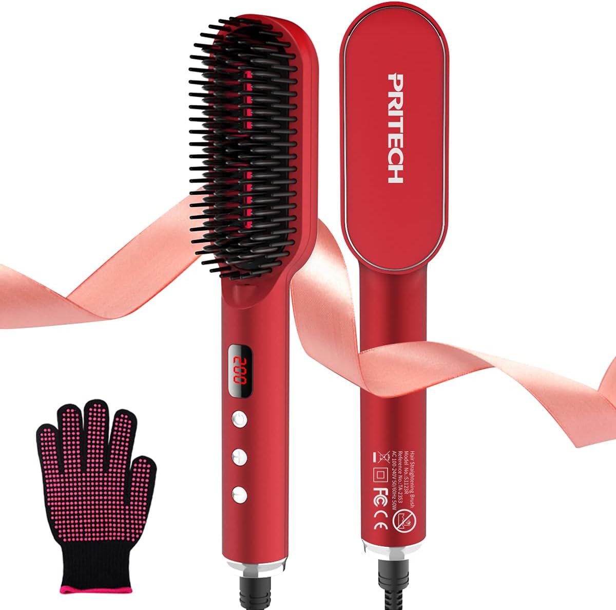 Amazon Com Hair Straightener Brush Heated Brush Straightener Heat Hair Brush Straightening Brush Flat Iron Brush Ionic With Led Display 6 Temperature Adjustable For Hairless Silky Hair Safe Easy Use Beauty