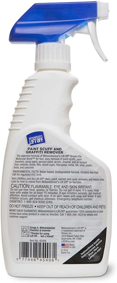 Motsenbocker's Lift Off 45406-3PK 16-Ounce Paint Scuff and Graffiti Remover Easily Removes Paint Scuffs, Spray Paint, Acrylic from Multiple Surfaces Vehicles, Brick, Boats, Concrete, Pack of 3 , white